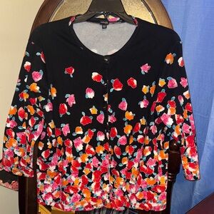 Rafaella Black Multicolor Floral Blouse